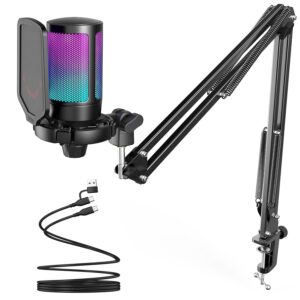 FIFINE Gaming PC USB Microphone, Podcast Condenser Mic For Streaming